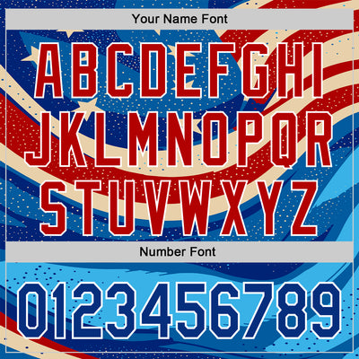 Custom Blue Royal Red-White 3D Retro American Flag Authentic Baseball Jersey