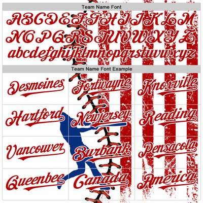 Custom White Royal-Red 3D American Flag Authentic Baseball Jersey