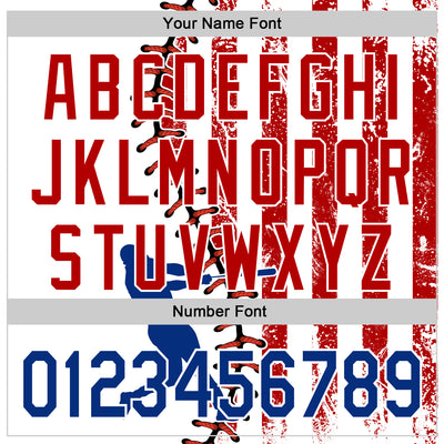 Custom White Royal-Red 3D American Flag Authentic Baseball Jersey