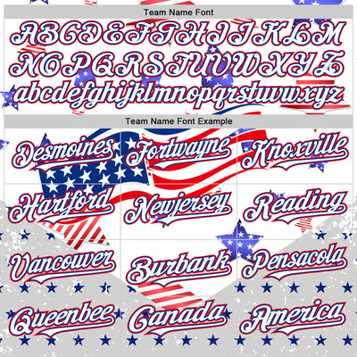 Custom White Royal-Fire Red 3D American Flag Stars Authentic Baseball Jersey