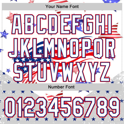 Custom White Royal-Fire Red 3D American Flag Stars Authentic Baseball Jersey