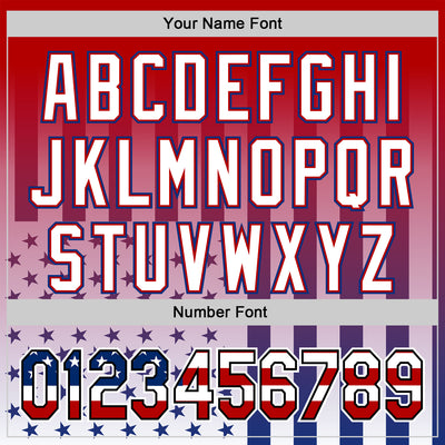 Custom Red USA Flag Royal Black-White 3D Gradient American Flag Authentic Baseball Jersey