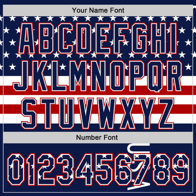Custom Navy Star Red-White 3D American Flag Authentic Baseball Jersey