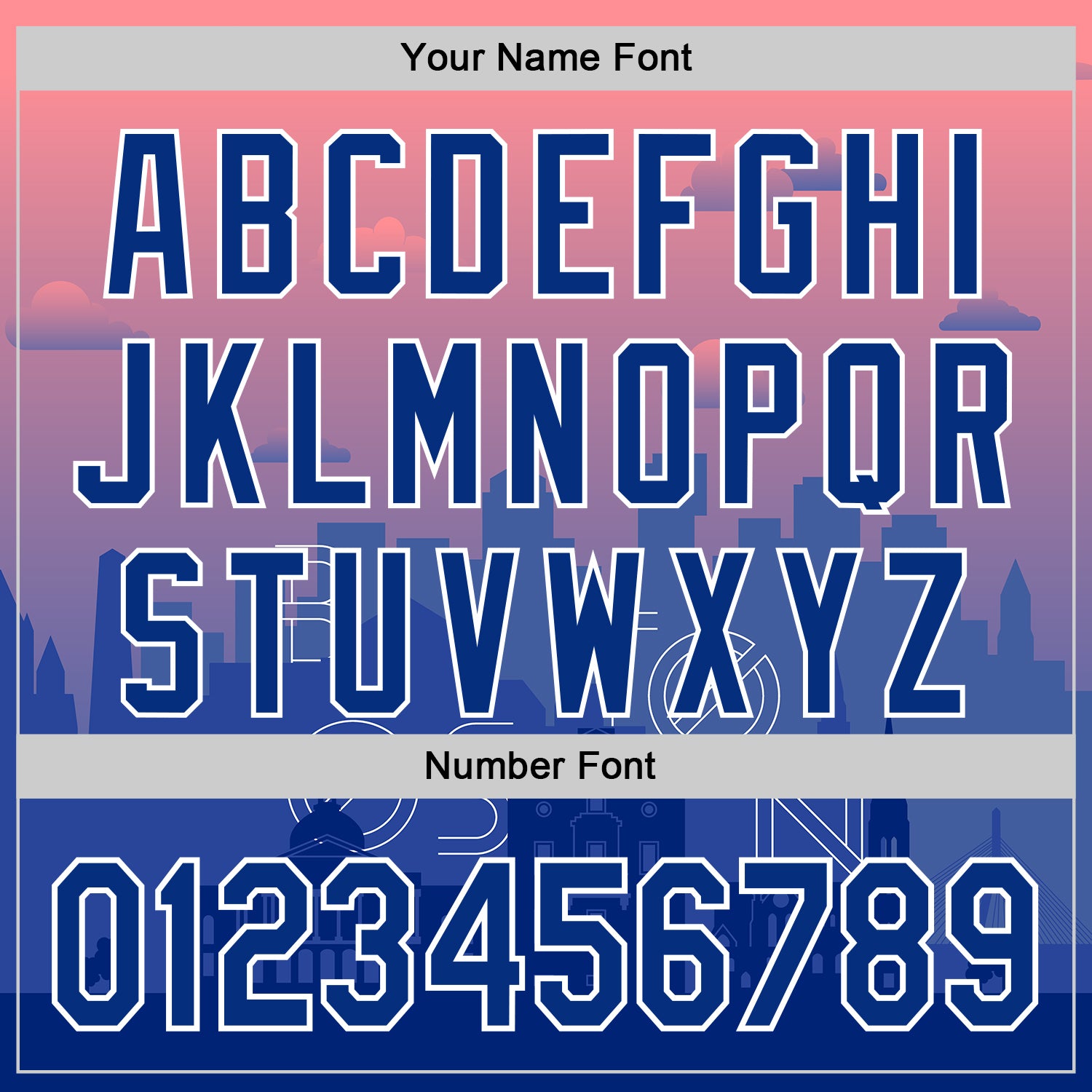 Custom Pink Royal Blue-White 3D Pattern Design Boston Cityscape Sunset Authentic Baseball Jersey