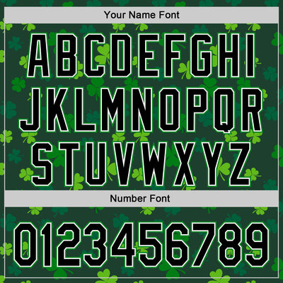 Custom Black White-Grass Green 3D Pattern Design Boston Cityscape Shamrock Authentic St. Patrick's Day Baseball Jersey