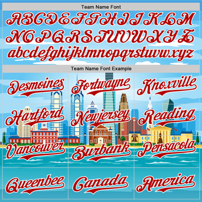 Custom Blue Red-White 3D Pattern Design Philadelphia Cityscape Skyline Authentic Baseball Jersey