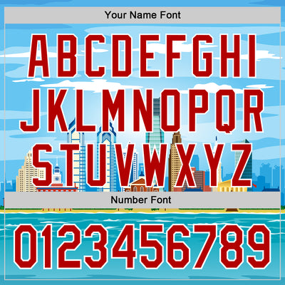 Custom Blue Red-White 3D Pattern Design Philadelphia Cityscape Skyline Authentic Baseball Jersey