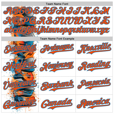 Custom White Orange-Blue 3D Pattern Design Philadelphia Cityscape Skyline Authentic Baseball Jersey