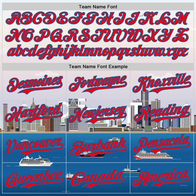 Custom White Fire Red-Blue 3D Pattern Design Detroit Cityscape Skyline Authentic Baseball Jersey