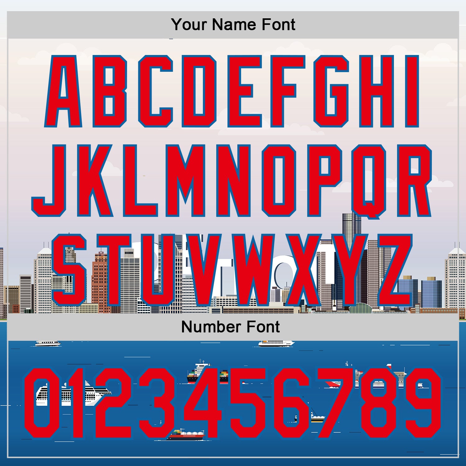 Custom White Fire Red-Blue 3D Pattern Design Detroit Cityscape Skyline Authentic Baseball Jersey