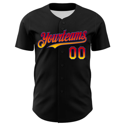 Custom Black Orange-Dark Purple 3D Pattern Design Gradient Miami Cityscape Sunset Authentic Baseball Jersey