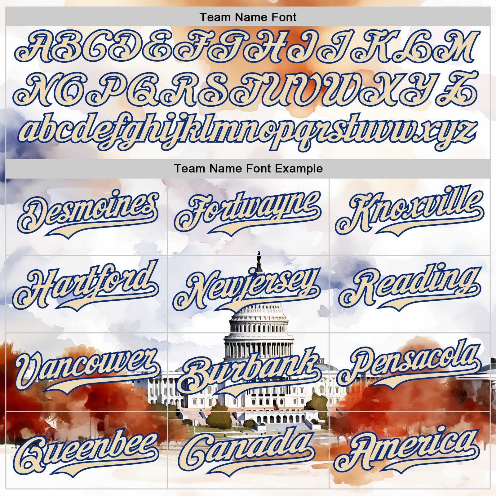 Custom White Cream-Royal 3D Pattern Design Washington Cityscape United States Capitol Authentic Baseball Jersey