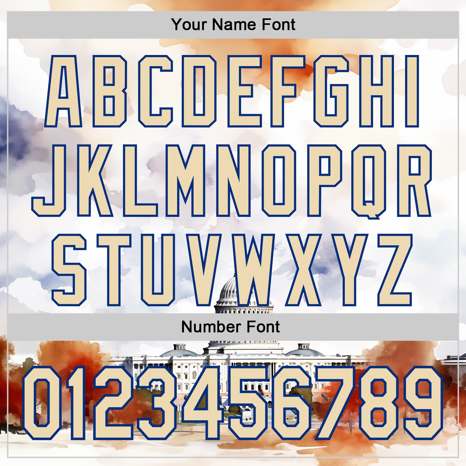 Custom White Cream-Royal 3D Pattern Design Washington Cityscape United States Capitol Authentic Baseball Jersey