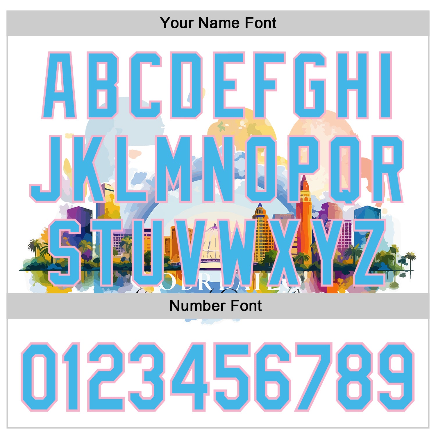 Custom White Sky Blue-Light Pink 3D Pattern Design Orlando Cityscape Skyline Authentic Baseball Jersey