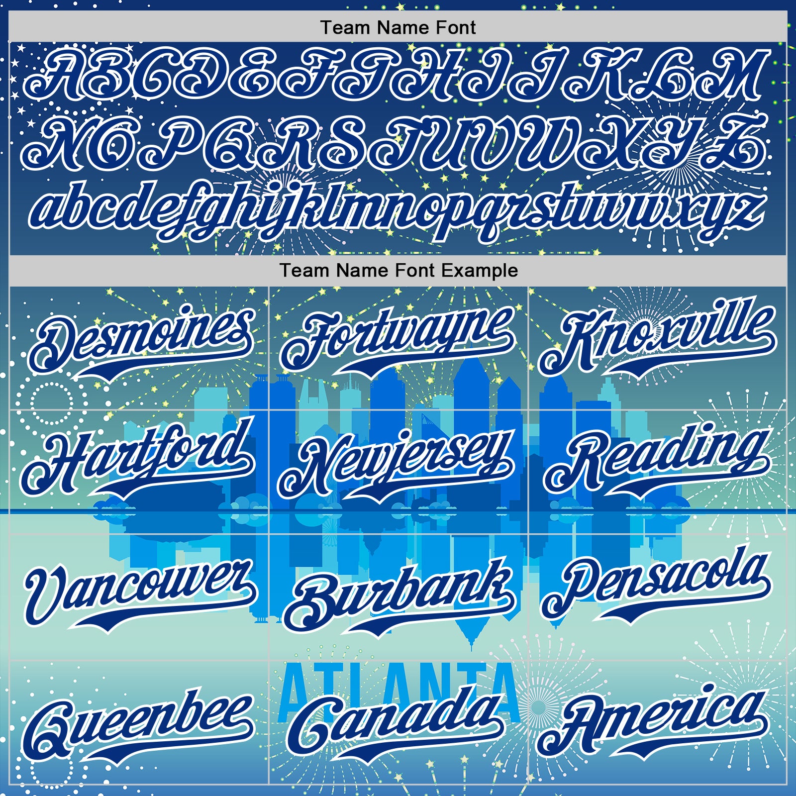 Custom Blue Royal-White 3D Pattern Design Atlanta Cityscape Fireworks Authentic Baseball Jersey