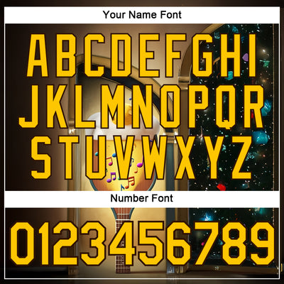 Custom Brown Yellow-Black 3D Funny Pickleball Paddles Balls Guitar Performance T-Shirt