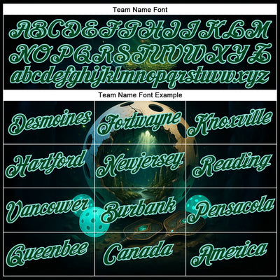 Custom Blue Green-Ice Blue 3D Pickleball Paddles Balls Fantasy Performance T-Shirt