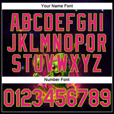 Custom Blue Hot Pink-Neon Green 3D Funny Pickleball Paddles Balls Performance T-Shirt