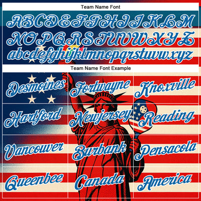 Custom Red Blue-White 3D Pickleball Paddles Balls American Flag Statue Of Liberty Performance T-Shirt