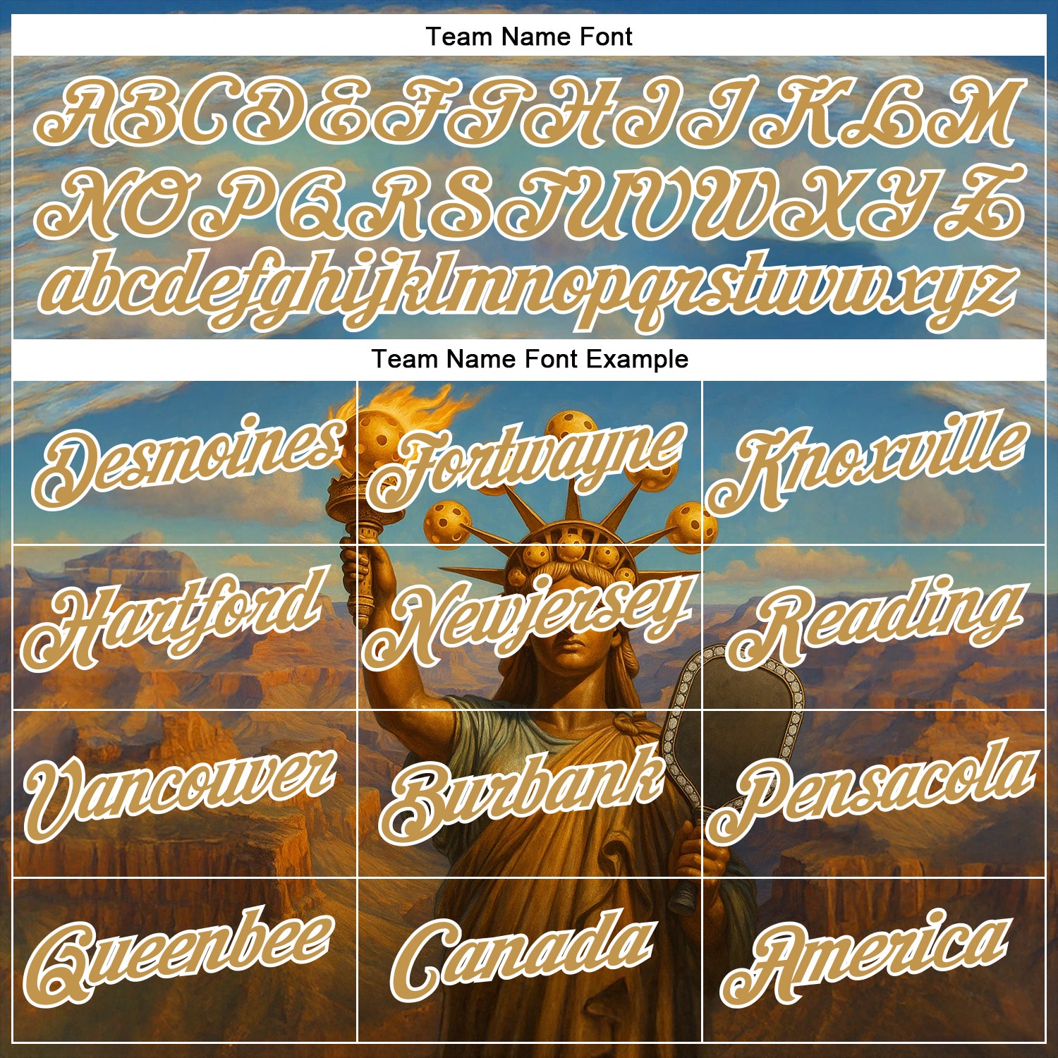 Custom Blue Old Gold-White 3D Pickleball Paddles Balls Retro Statue Of Liberty Performance T-Shirt