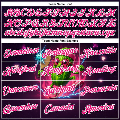 Custom Blue Hot Pink-White 3D Funny Pickleball Paddles Balls Lighting Performance T-Shirt