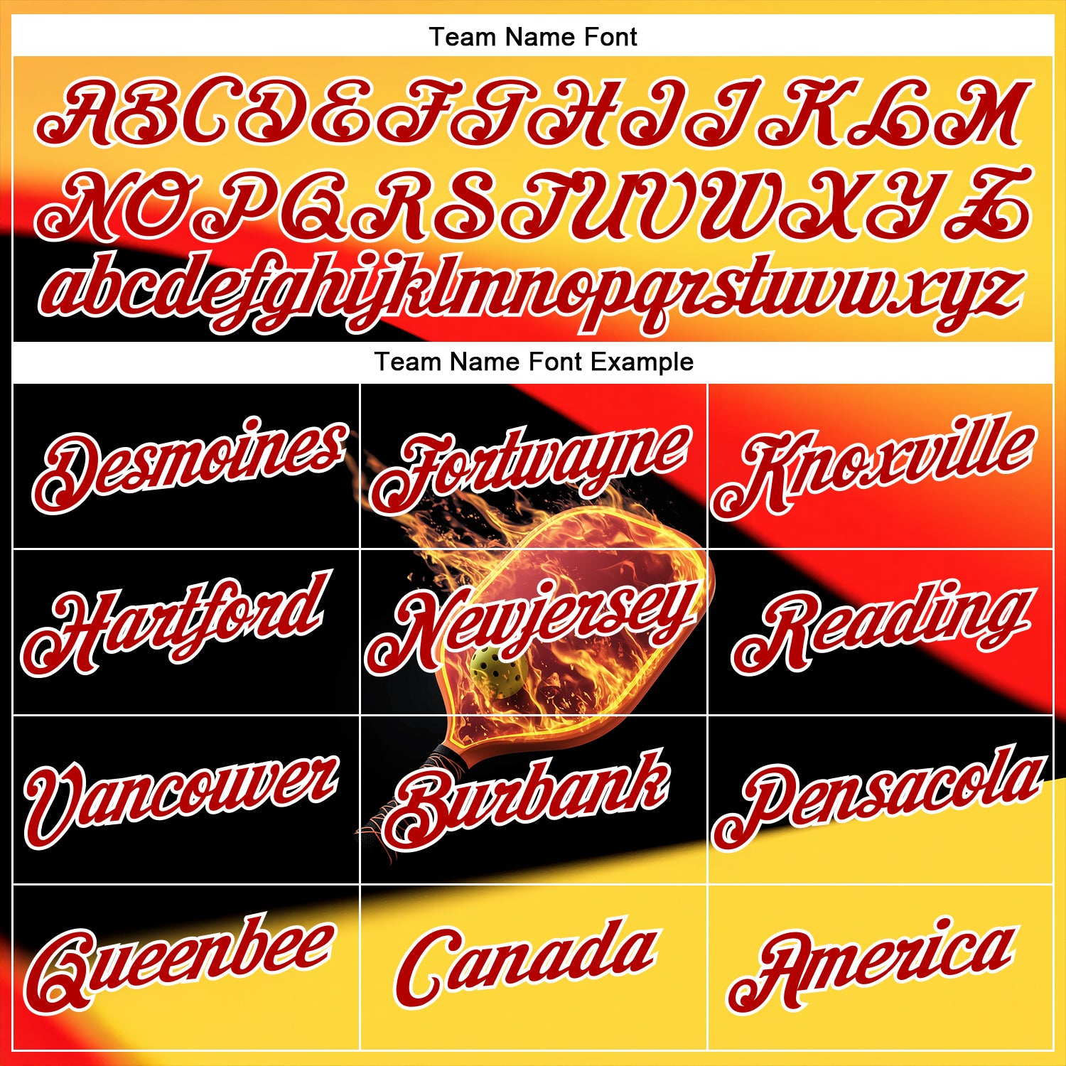 Custom Yellow Red Black-White 3D Flame Pickleball Paddles Balls Performance T-Shirt