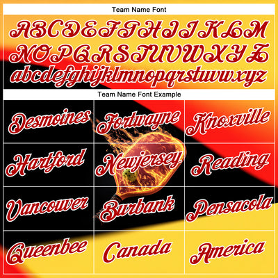 Custom Yellow Red Black-White 3D Flame Pickleball Paddles Balls Performance T-Shirt