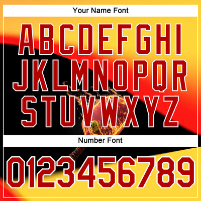 Custom Yellow Red Black-White 3D Flame Pickleball Paddles Balls Performance T-Shirt