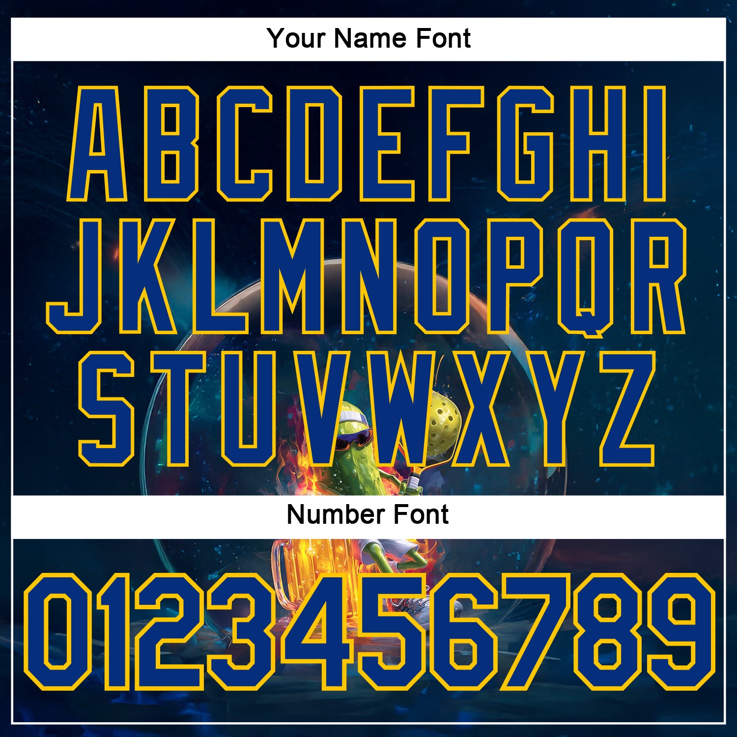 Custom Navy Royal-Yellow 3D Funny Pickleball Paddles Balls Beer Performance T-Shirt