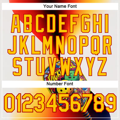 Custom White Yellow-Red 3D Graffiti Pickleball Paddles Balls Performance T-Shirt