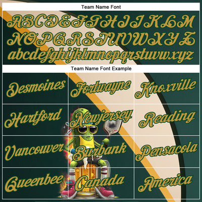 Custom Green Old Gold-Cream 3D Funny Pickleball Paddles Balls Beer Performance T-Shirt