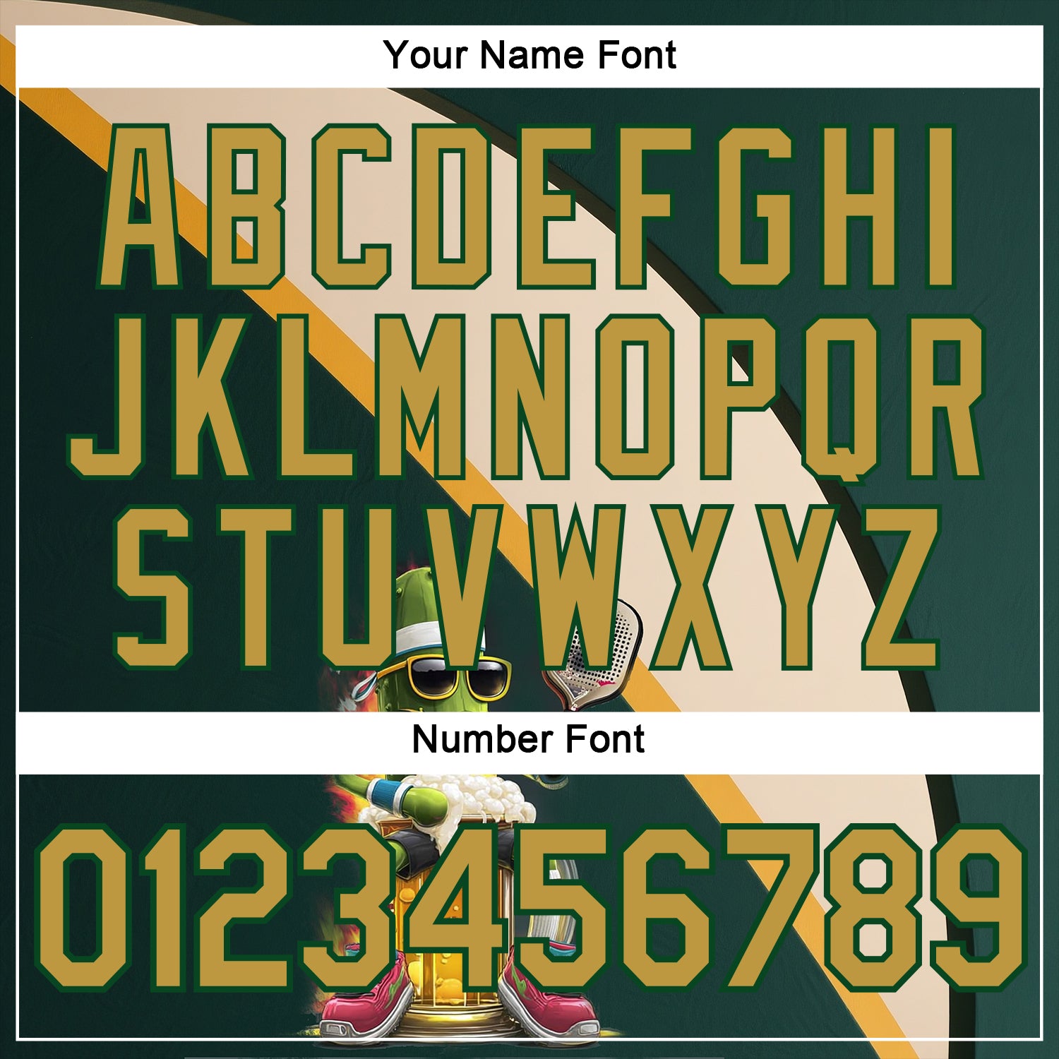 Custom Green Old Gold-Cream 3D Funny Pickleball Paddles Balls Beer Performance T-Shirt