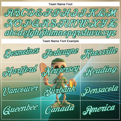 Custom Cream Ice Blue-Green 3D Funny Pickleball Paddles Skeleton Performance T-Shirt