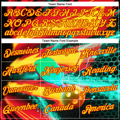 Custom Red Yellow-Blue 3D Pickleball Paddles Balls Performance T-Shirt