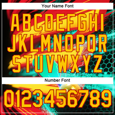 Custom Red Yellow-Blue 3D Pickleball Paddles Balls Performance T-Shirt