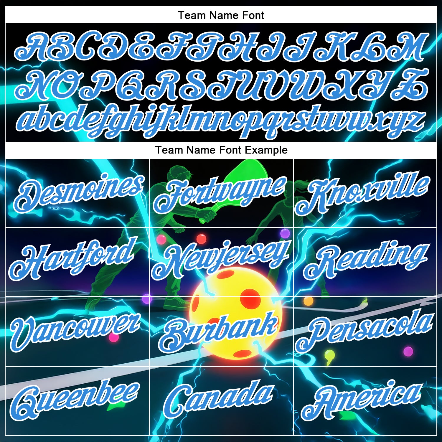 Custom Navy Powder Blue-White 3D Charged Pickleball Paddles Balls Court Performance T-Shirt