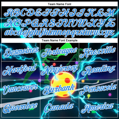 Custom Navy Powder Blue-White 3D Charged Pickleball Paddles Balls Court Performance T-Shirt