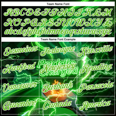 Custom Green Aurora Green-White 3D Charged Pickleball Paddles Balls Court Performance T-Shirt