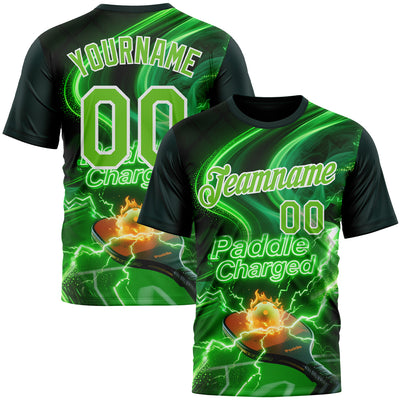 Custom Green Aurora Green-White 3D Charged Pickleball Paddles Balls Court Performance T-Shirt