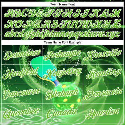 Custom Green Aurora Green-White 3D Charged Happy Pickleball Paddles Balls Performance T-Shirt