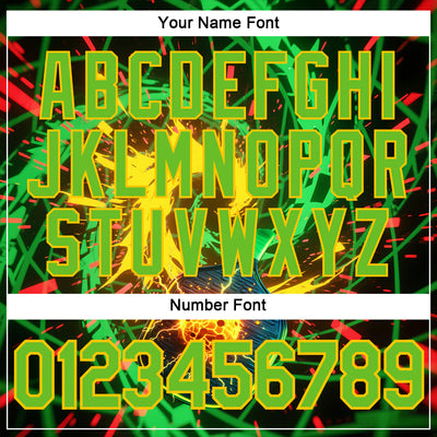 Custom Blue Aurora Green-Yellow 3D Charged Pickleball Paddles Balls Performance T-Shirt