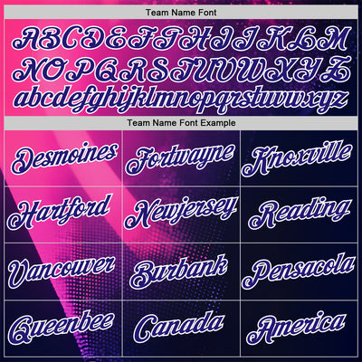 Custom Navy Dark Purple Pink-White 3D Pattern Design Gradient Neon Sportswear Performance T-Shirt