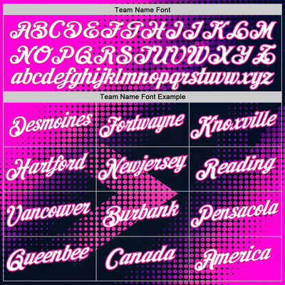 Custom Navy White-Deep Pink 3D Pattern Design Gradient Neon Sportswear Performance T-Shirt