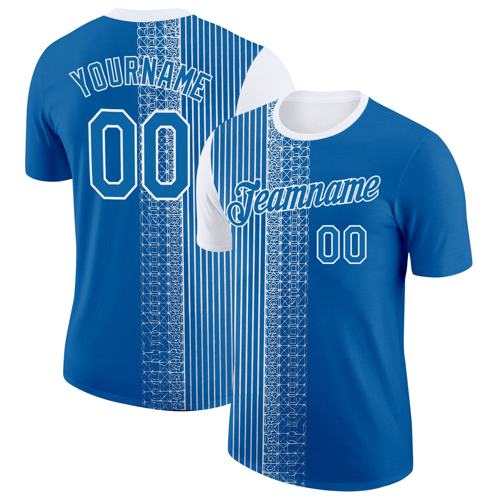 Custom Blue White 3D Pattern Design Finland Greece Sportswear Performance T-Shirt
