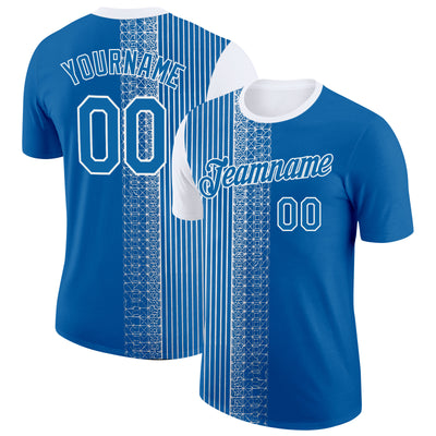 Custom Blue White 3D Pattern Design Finland Greece Sportswear Performance T-Shirt