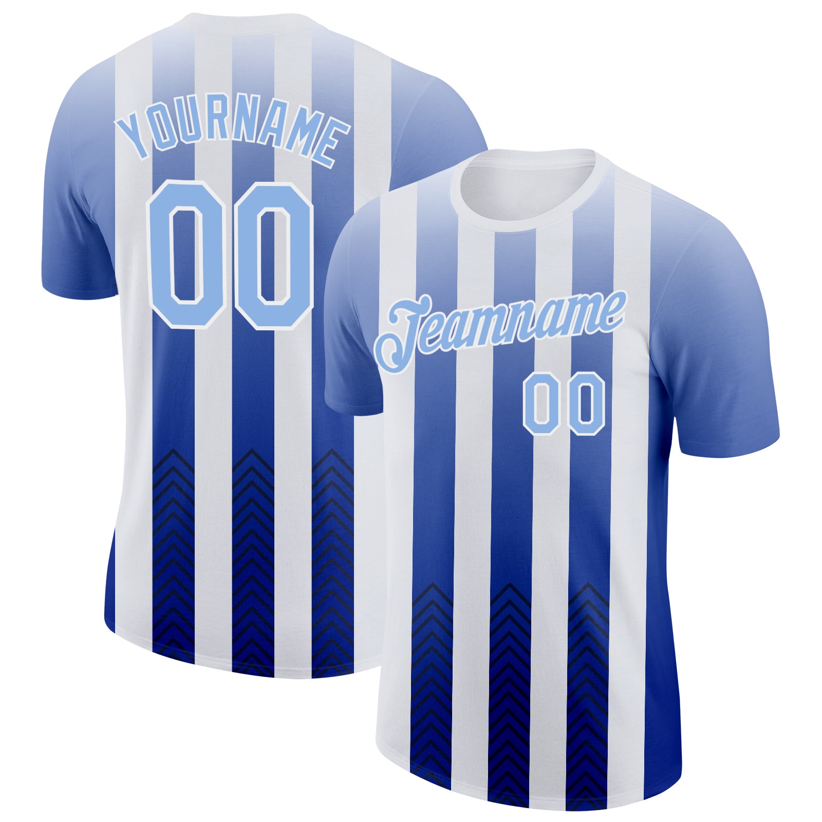 Custom White Light Blue-Black 3D Pattern Design Argentina Gradient Sportswear Performance T-Shirt