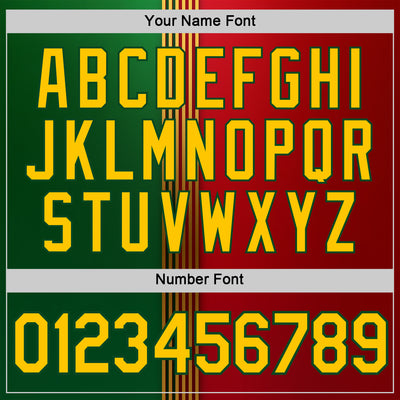 Custom Red Yellow-Green 3D Pattern Design Mexico Portugal Sportswear Performance T-Shirt