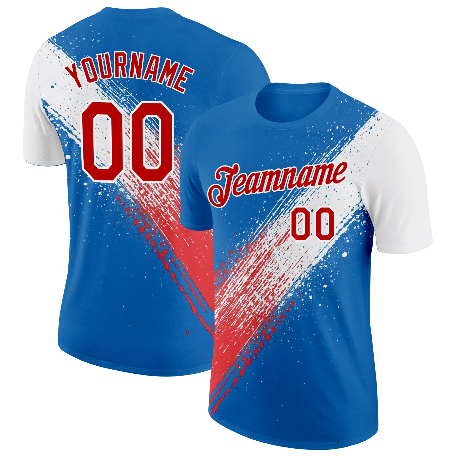 Custom Blue Red-White 3D Pattern Design USA Cuba Sportswear Performance T-Shirt