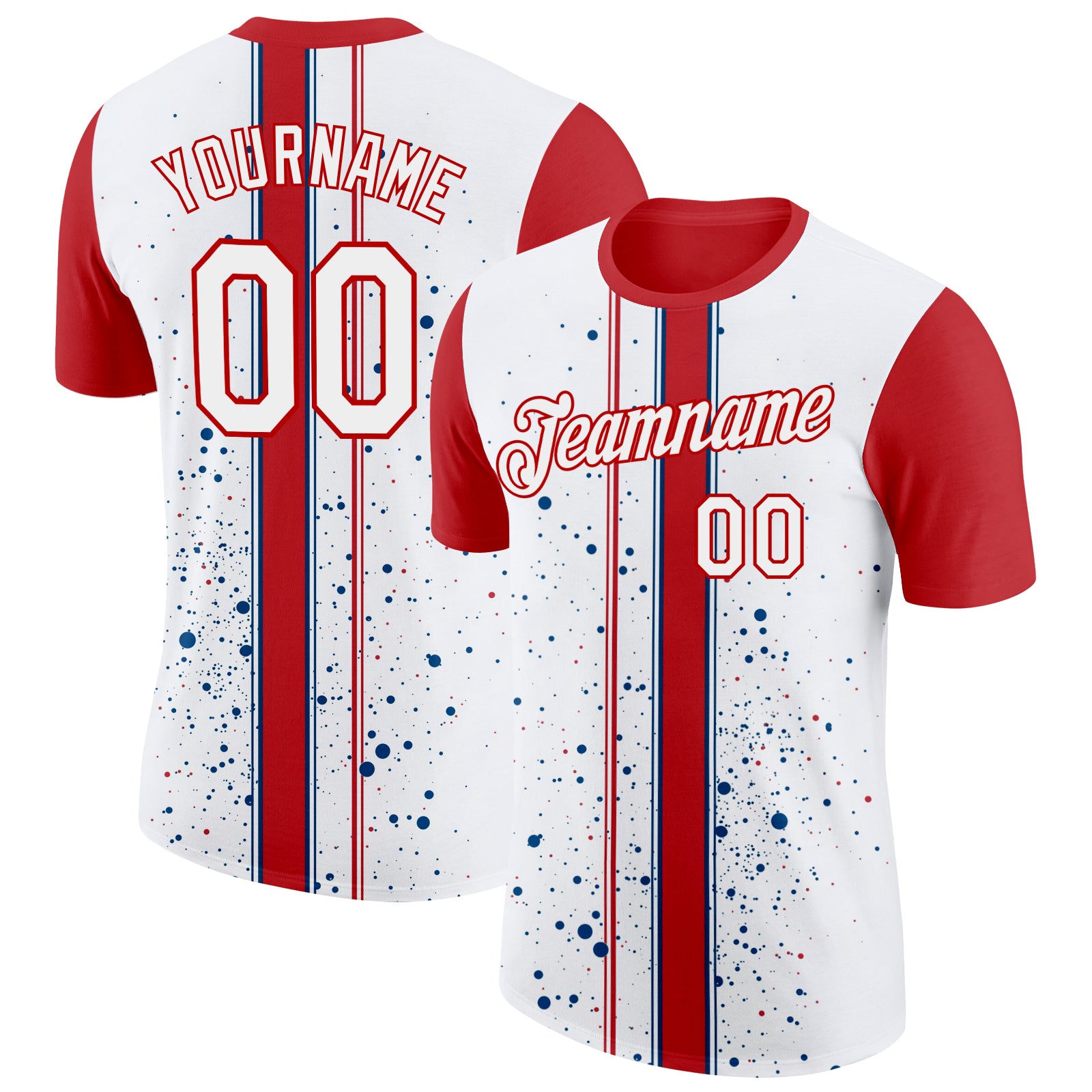 Custom White Red 3D Pattern Design Canada Sportswear Performance T-Shirt