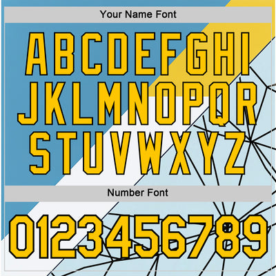 Custom Blue Yellow White-Black 3D Pattern Design Geometric Shape Sportswear Performance T-Shirt